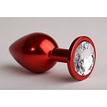 <strong>Красная анальная пробка с прозрачным стразом - 6,9 см.</strong> <br />
Металлическая пробка с ограничительным основанием для безопасного использования. <div class="charTableblock"><div><span>Длина, см</span>: 6,9</div><div><span>Диаметр, см</span>: 2,7</div><div><span>Материал</span>: металл</div><div><span>Цвет</span>: красный/розовый</div><div><span>Особенности</span>: пробка; ювелирка</div><div><span>Особенности</span>: без вибрации; гладкая</div><div><span>Длина, см</span>: 5-8</div><div><span>Диаметр, см</span>: 2</div><div><span>Цвет кристалла</span>: прозрачный</div></div> Красная анальная пробка с прозрачным стразом - 6,9 см.
Металлическая пробка с ограничительным основанием для безопасного использования.