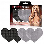 <strong>Серебристые и черные с рисунком пэстисы-сердца PRIVATE PLANE EF-PS05</strong> <br />
Больше никаких неудобств и неудобного белья, когда одеваешь сексуальные платья и топы, например, на романтическое свидание! Добавьте сексуальности своему имиджу! Новые соблазнительные платья и топы без бретелей, красивое декольте - все может быть в Вашем новом стиле, и Вы можете не бояться, что будет открыто слишком много! Комплект из двух пар пэстисов в виде сердец - серебристые однотонные и черные с рисунком. <div class="charTableblock"> </div> Серебристые и черные с рисунком пэстисы-сердца PRIVATE PLANE EF-PS05 
Больше никаких неудобств и неудобного белья, когда одеваешь сексуальные платья и топы, например, на романтическое свидание! Добавьте сексуальности своему имиджу! Новые соблазнительные платья и топы без бретелей, красивое декольте - все может быть в Вашем новом стиле, и Вы можете не бояться, что будет открыто слишком много! Комплект из двух пар пэстисов в виде сердец - серебристые однотонные и черные с рисунком.