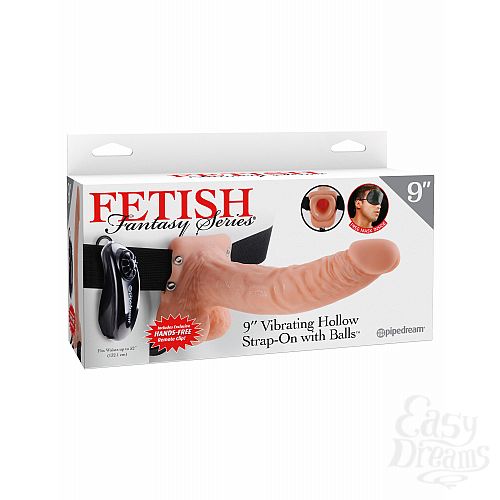  1:     Fetish Fantasy Series 9 Vibrating Hollow Strap-On with Balls - Flesh  