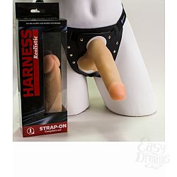 Страпон с поясом Харнес и мошонкой, 15,5 см., Телесный Страпон с поясом Харнес и мошонкой, 15,5 см., Телесный