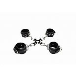    Leather Hand And Legcuffs Black SH-OU050BLK 
