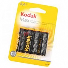 Батарейки AA Kodak Max LR6 4 шт 
Пальчиковые батарейки типа АА Kodak, алкалиновые.