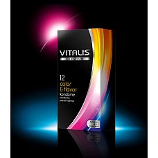 Цветные ароматизированные презервативы VITALIS premium №12 Color   flavor - 12 шт. 
Презерватив из натурального каучукового латекса, цветной, с ароматом, силиконовой смазкой и накопителем.