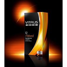Ребристые презервативы VITALIS premium №12 Ribbed - 12 шт. 
Презерватив из натурального каучукового  латекса, ребристый, с силиконовой смазкой и накопителем.