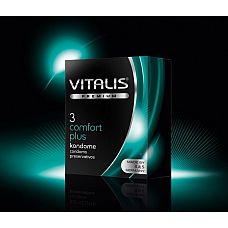 Контурные презервативы VITALIS premium №3 Comfort plus - 3 шт. 
Презерватив из натурального каучукового латекса, контурный, с силиконовой смазкой и накопителем.