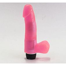Нежно-розовый гелевый вибратор-фаллос - 19,5 см. 
Нежно-розовый гелевый вибратор-фаллос.  