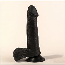 Чёрный фаллоимитатор с мошонкой на подошве-присоске - 16,5 см. 
Фаллоимитатор представляет собой интим-аксессуар, который предназначен для вагинальных ласк и стимуляции.