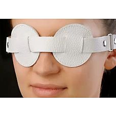 Белая маска-очки 
Маска изготовлена из натуральной кожи с велюровой подкладкой. Размер универсальный. 