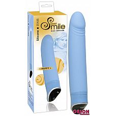 Голубой вибратор Smile Happy - 22 см. 
Нежно голубой вибратор Smile Happy Pink станет Вашим настоящим любимчиком и не раз вызовет счастливую улыбку удовлетворения! Слегка изогнутый вибратор с ярко выраженной головкой, имеет 7 уровней вибрации, управляемых одной кнопкой.