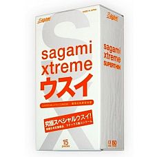 Ультратонкие презервативы Sagami Xtreme SUPERTHIN - 15 шт. 
Невидимая защита, презервативы-призраки  Называйте их как угодно, но факт остаётся фактом   латексные кондомы Sagami Xtreme SUPERTHIN дарят максимально реалистичные ощущения.