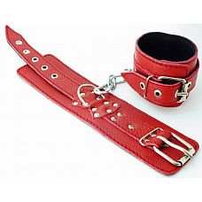 Красные кожаные наручники 
Красные наручники из натуральной кожи. Застегиваются при помощи массивных пряжек.