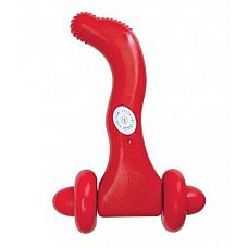 Красный водонепроницаемый вибромассажёр с колёсиками - 12,7 см. 
«Intimate massage» вносит разнообразие в предварительные ласки и эротический массаж.