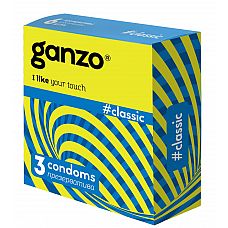 Классические презервативы с обильной смазкой Ganzo Classic - 3 шт. 
Прозрачные презервативы Ganzo Classic цилиндрической формы с накопителем и обильной силиконовой смазкой изготовлены из натурального высококачественного латекса.