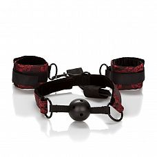 Кляп с наручниками Breathable Ball Gag With Cuffs 
Кляп с  наручниками Breathable Ball Gag With Cuffs - стильный набор для фиксации, состоящий из широких наручников и плотного кляпа с отверстиями.