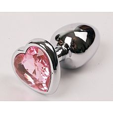 Анальная пробка сердечком светло-розовый страз 8х3,5см 47140-1MM 
"металл 7,5 х 2,8 см"