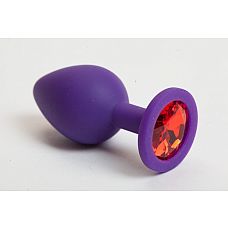 Пробка силиконовая фиолетовая с красным кристаллом 9,5х4см 47069-2-MM 
