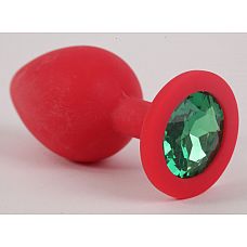 Красная силиконовая пробка с зеленым кристаллом - 9,5 см. 
Силиконовая пробка мгновенно принимает температуру тела или окружающей среды - поэтому она всегда приятно тёплая на ощупь.