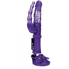 Фиолетовый анально-вагинальный вибратор на присоске A-toys 
Вибратор A-Toys с функцией вращения ствола и мощным анальным стимулятором.