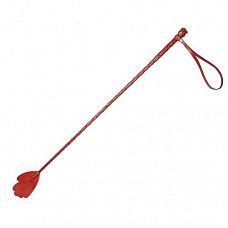 Красный кожаный стек с наконечником-ладошкой - 70 см. 
Красный кожаный стек с наконечником-ладошкой.
