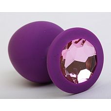Пробка силиконовая фиолетовая с розовым стразом 8,2х3,5см 47407-1MM 

