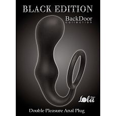 Эрекционное кольцо с анальной пробкой Double Pleasure Anal Plug Black 4217-01Lola 
