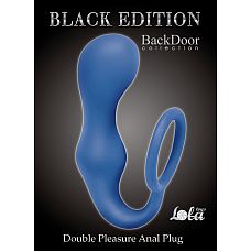 Эрекционное кольцо с анальной пробкой Double Pleasure Anal Plug Blue  4217-03Lola 
