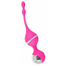 Розовые вагинальные шарики с вибрацией Smile 
Розовые вагинальные шарики с вибрацией Smile с декоративными серебристыми частями.