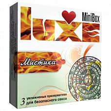Презервативы Luxe Mini Box Мистика  3 
"Магия ощущений, которая усиливается текстурированными пупырышками презервативами из малазийского латекса, дает возможность испытать высочайшее удовольствие без рисков безопасности.