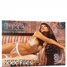 Презервативы Luxe XXX FILES   3 
"Luxe XXX Files Исполнить самые секретные желания, получить яркие эмоции и новые ощущения возможно с гладкими презервативами со смазкой.