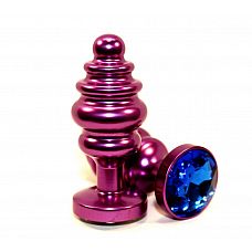 Фиолетовая рифленая пробка с синим кристаллом - 7,3 см. 
Анальная пробка фиолетового цвета с ярким кристаллом внесет разнообразие в вашу интимную жизнь.