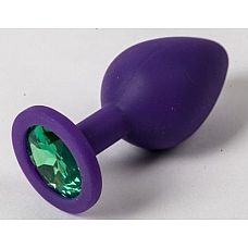 Фиолетовая силиконовая пробка с зеленым кристаллом - 7,3 см.  
Гладенькая силиконовая пробка с кристаллом в ограничительном основании.