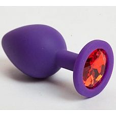 Фиолетовая силиконовая пробка с красным кристаллом - 7,3 см. 
Гладенькая силиконовая пробка с кристаллом в ограничительном основании.