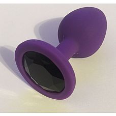 Фиолетовая силиконовая пробка с чёрным кристаллом - 7,3 см. 
Гладенькая силиконовая пробка с кристаллом в ограничительном основании.