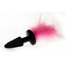 Чёрная анальная пробка с розовым хвостом 
Анальная пробка черного цвета выполнена из качественного, упругого материала, дополнена пушистым розовым хвостиком кролика.