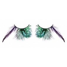Ресницы зелёные  перья 
Сенсационные ресницы из мягких высококачественных перьев ручной обработки, выполненные в лиловом и зеленом цветах, закругленные и удлиненные, с рисунком в крапинку.
