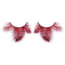 Ресницы тёмно-красные  перья 
Очень нарядные ресницы из мягких высококачественных перьев ручной обработки темно-красного цвета, пушистые, с рисунком в крапинку.