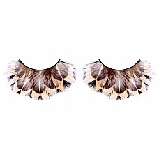 Ресницы бежево-коричневые  перья 
Длинные ресницы с «диким» рисунком из мягких высококачественных перьев ручной обработки.