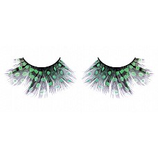 Ресницы тёмно-зеленые  перья 
Очень стильные черные ресницы из мягких высококачественных перьев ручной обработки с рисунком в зеленую крапинку.