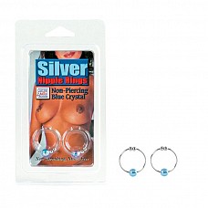  Silver with Blue Crystal Bead Nipple Rings 2634-05CDSE 
  .