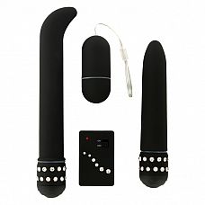 Набор вибрирующих секс-игрушек с пультом управления "Бриллиант" , Черный 
Шикарный набор для ценителей качества и прекрасного дизайна.