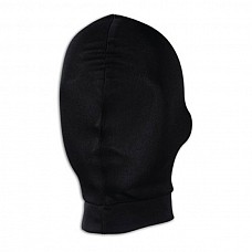 Черная глухая маска на голову 
Плотная эластичная тянущаяся маска на голову черного цвета из материала с добавлением хлопка. Маска полностью глухая - закрывает глаза, нос и рот.