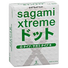 Презервативы Sagami Xtreme SUPER DOTS (3 шт.) 
С презервативами Sagami Xtreme SUPER DOTS сексуальная близость будет не только защищённой, но и чувственной. <br><br>
Точки на поверхности кондома с расширенной головкой обеспечат самую сладострастную вагинальную стимуляцию! <br><br>
Малая толщина (0,04 мм) и высокая надёжность даже во время самого страстного секса – и как не попробовать их в деле?
