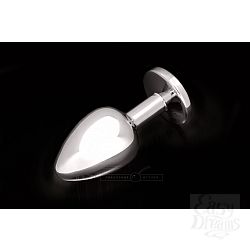 Большая серебристая анальная пробка с круглым кончиком и ярким кристаллом - 9 см, Рубиновый Большая серебристая анальная пробка с круглым кончиком и ярким кристаллом - 9 см, Рубиновый