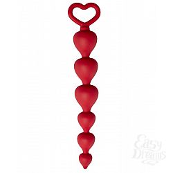  Бордовая анальная цепочка Heart Ray - 17,5 см.