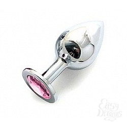 Анальная пробка BUTT PLUG Large с розовым кристаллом Анальная пробка BUTT PLUG Large с розовым кристаллом