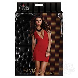 Forplay     MINI DRESS W PLUNGING V-NECK RED L 882693-RED-L