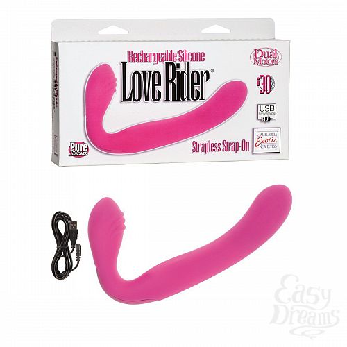  2     Rechargeable Silicone Love Rider Strapless Strap-On