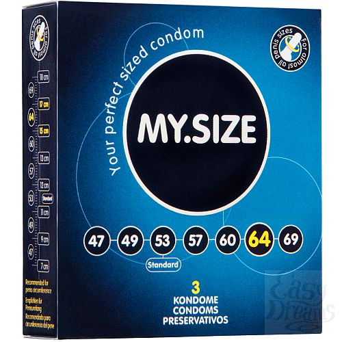 Фотография 1:  Презервативы MY.SIZE №3 Размер 64 - 3 шт.
