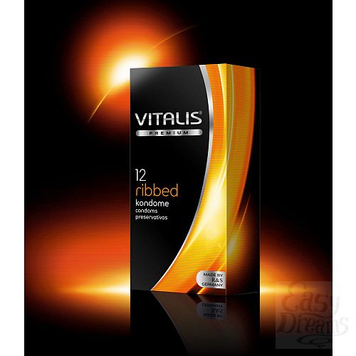 Фотография 1:  Ребристые презервативы VITALIS premium №12 Ribbed - 12 шт.