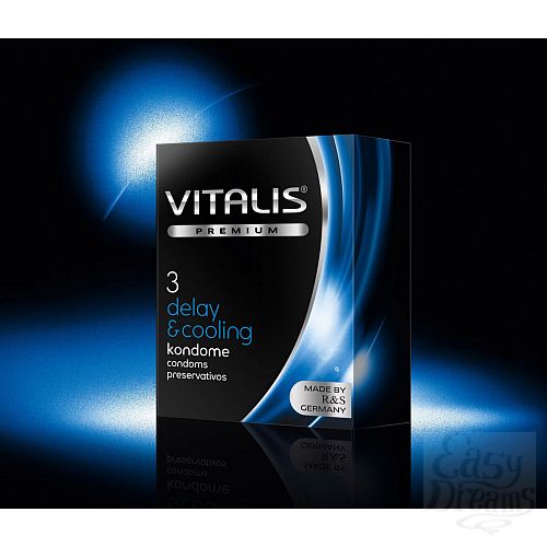 Фотография 1:  Презервативы VITALIS premium №3 delay  cooling с охлаждающим эффектом - 3 шт.